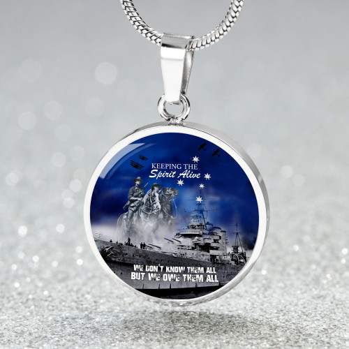 Australia Circle Necklace Anzac Day Remember All The Battles Fought Blue
